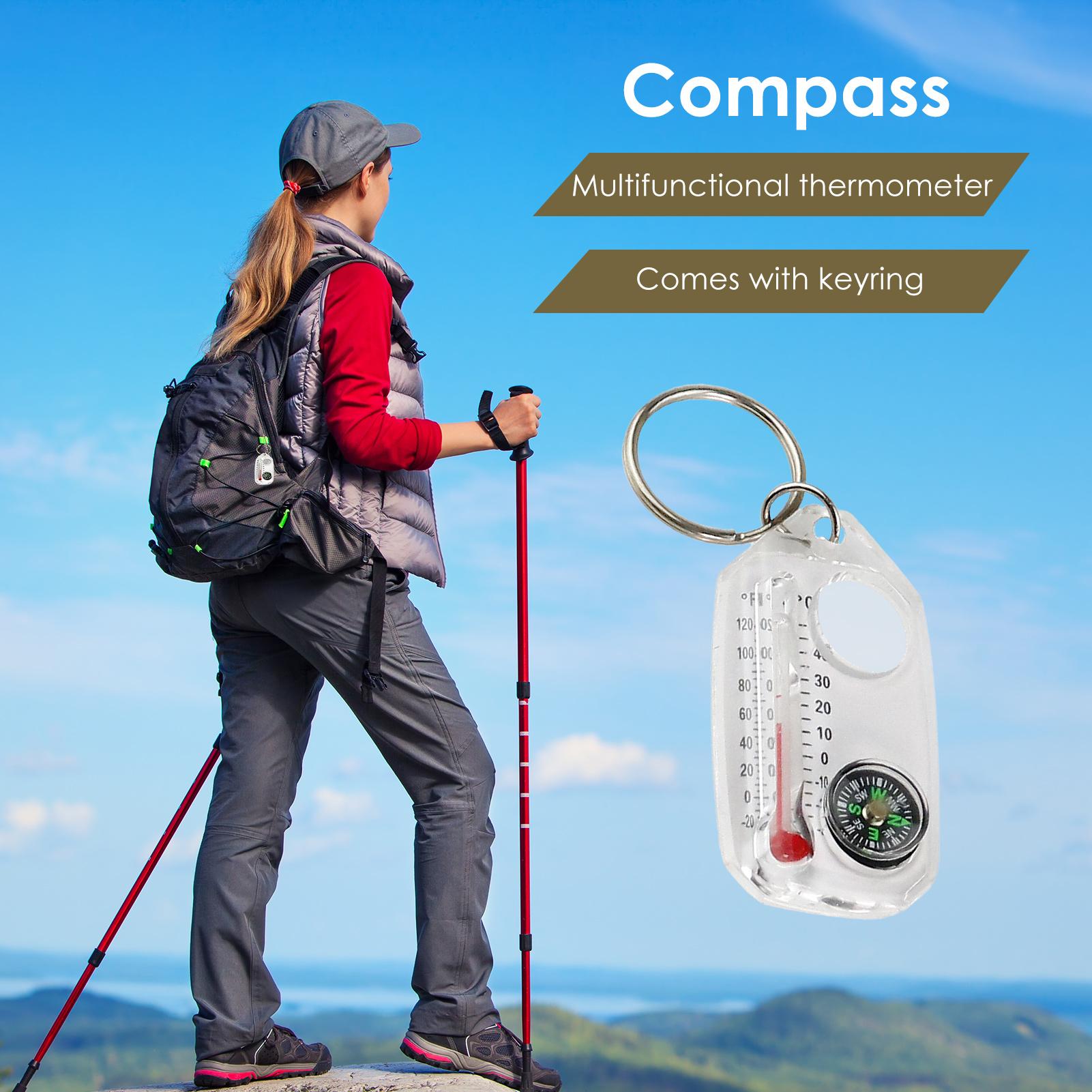 Compass Keychain Mini - Mini porte-clés multifonction, boussole de camping,
